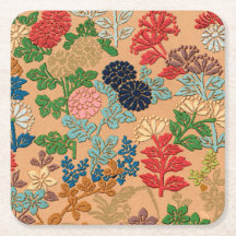 Arte floral japonés vintage estampado en toda la b