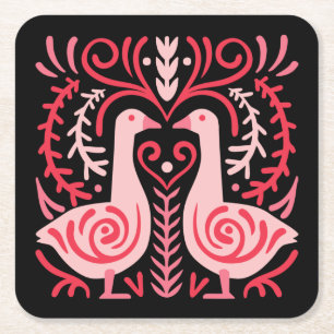 Posavasos Cuadrado De Papel Arte Folclórico V.01