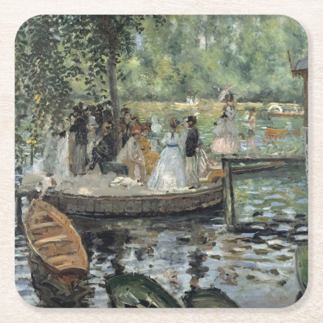 Posavasos Cuadrado De Papel Arte impresionista de Renoir de Grenouillere (Anverso)