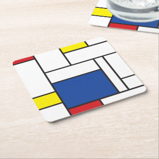 Posavasos Cuadrado De Papel Arte Moderno De Stijl Geométrico Minimalista Mondr