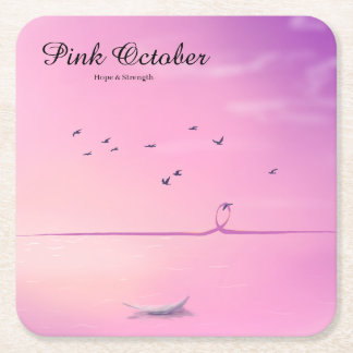 Posavasos Cuadrado De Papel Arte Pastel de Octubre Rosa