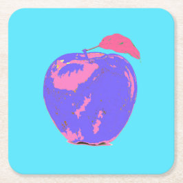 Posavasos Cuadrado De Papel Arte pop de Apple morado