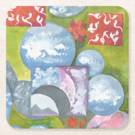 Posavasos Cuadrado De Papel Arte popular de observación de AnyaC