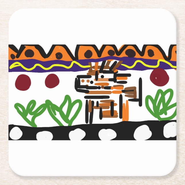 Posavasos Cuadrado De Papel Arte trasero de león (Anverso)