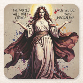 Posavasos Cuadrado De Papel Arte vintage cita de María Magdalena