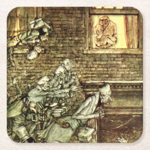 Posavasos Cuadrado De Papel Arthur Rackham - A Navidades Carol - Ghosts