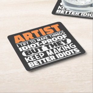 Posavasos Cuadrado De Papel Artista que intento hacer que las cosas sean graci