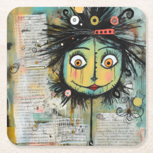 Posavasos Cuadrado De Papel ArtLady 16 Encantadora y angustiada