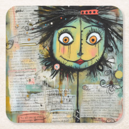 Posavasos Cuadrado De Papel ArtLady 16 Encantadora y angustiada