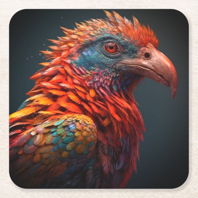 Posavasos Cuadrado De Papel Artsy Bird (Anverso)