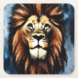 Posavasos Cuadrado De Papel Artsy Wild African Lion