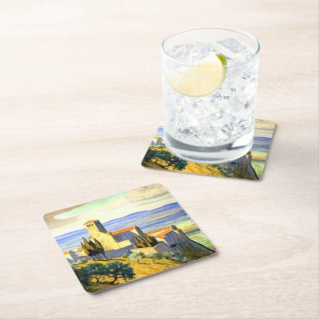 Posavasos Cuadrado De Papel Asís, Italia - pintura de arte fino, (In situ)