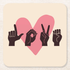 Posavasos Cuadrado De Papel ASL Amor IV - Día de San Valentín