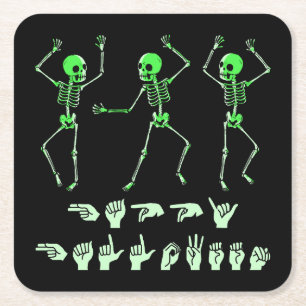 Posavasos Cuadrado De Papel ASL Happy Halloween I - Temporada de fantasía
