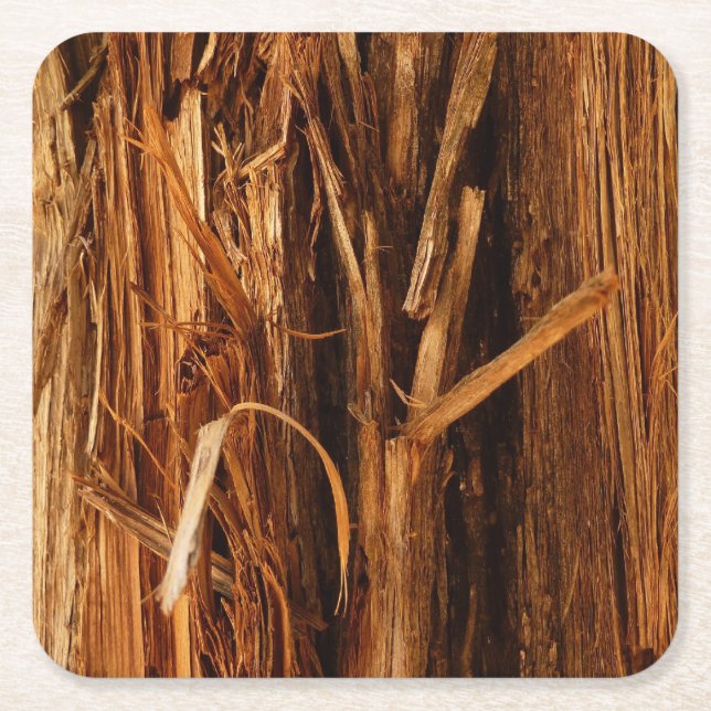 Posavasos Cuadrado De Papel Aspecto de la corteza de madera con textura de ced (Anverso)