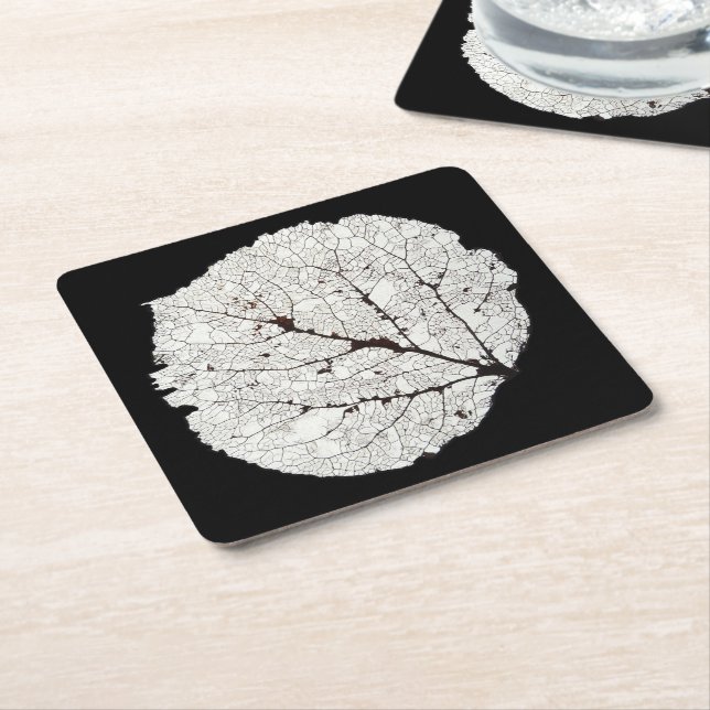 Posavasos Cuadrado De Papel Aspen Leaf Skeleton 1 (En perspectiva)