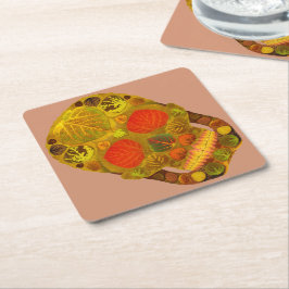 Posavasos Cuadrado De Papel Aspen Leaf Skull 12
