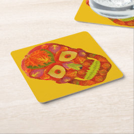 Posavasos Cuadrado De Papel Aspen Leaf Skull 16