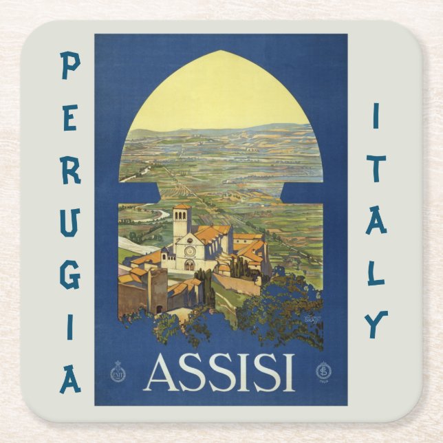 Posavasos Cuadrado De Papel Assisi Perugia Italia (Anverso)