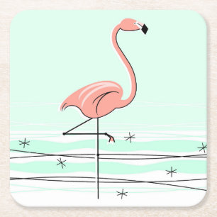 Posavasos Cuadrado De Papel Astras de Flamingo Aqua