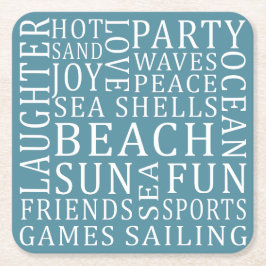 Posavasos Cuadrado De Papel Astras de la Casa de la Playa de Color personaliza