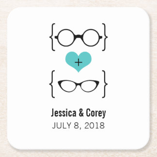 Posavasos Cuadrado De Papel Astras de papel Aqua Geeky Glasses