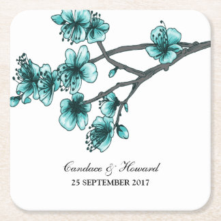 Posavasos Cuadrado De Papel Astras de papel de cerezo simples de flores de cer