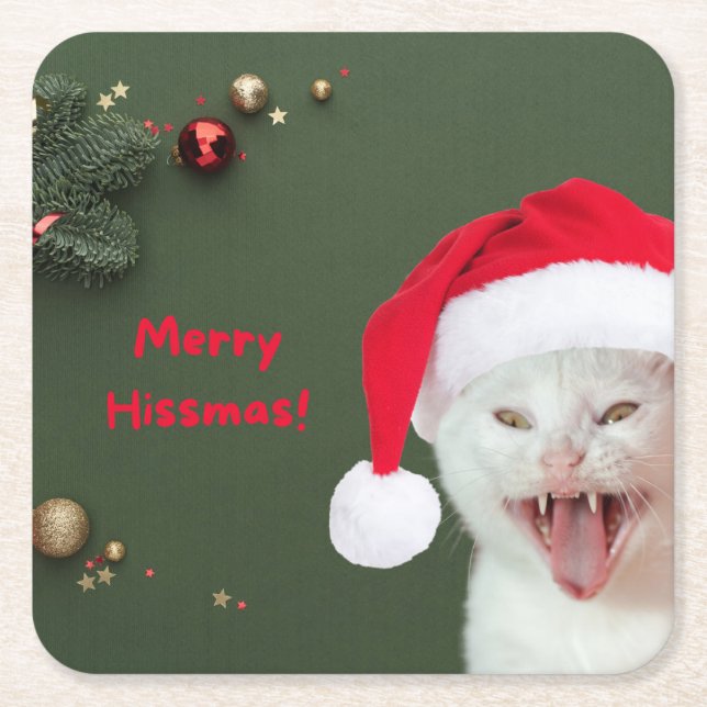 Posavasos Cuadrado De Papel Astras de papel, deseos de Merry Hissmas (Anverso)