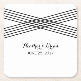 Posavasos Cuadrado De Papel Astras de papel negro blanco y moderno