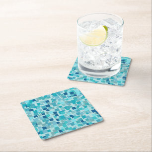 Posavasos Cuadrado De Papel Astras del Mosaico Azul