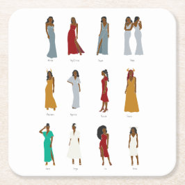 Posavasos Cuadrado De Papel Astrología Zodiac de la Mujer Negra