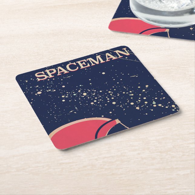 Posavasos Cuadrado De Papel Astronauta (En perspectiva)