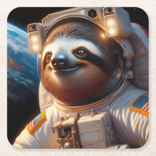 Posavasos Cuadrado De Papel Astronauta de Sloth