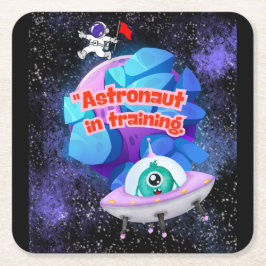 Posavasos Cuadrado De Papel astronauta en entrenamiento