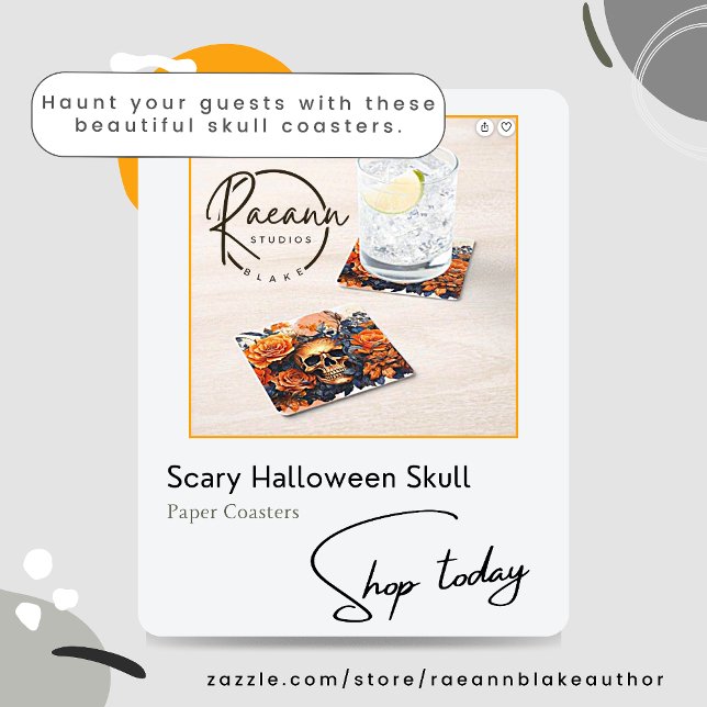 Posavasos Cuadrado De Papel Asustado papel cráneo de Halloween (Subido por el creador)