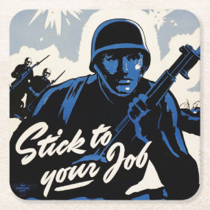 Posavasos Cuadrado De Papel Ataque a cabeza de playa en campo de batalla por g