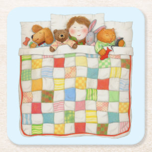 Posavasos Cuadrado De Papel Ataques de papel cuadrado de COZY QUILE - Azul