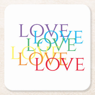 Posavasos Cuadrado De Papel Ataques de papel cuadrado para el AMOR DE RAINBOW