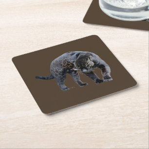 Posavasos Cuadrado De Papel Ataques de papel marrón de Jaguar Diablo