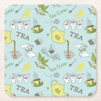 Posavasos Cuadrado De Papel Ataques de té ASL