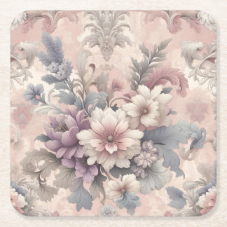 Posavasos Cuadrado De Papel Ataques Florales Vintage