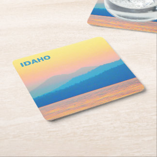 Posavasos Cuadrado De Papel Atardecer Cian y Salmón
