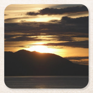 Posavasos Cuadrado De Papel Atardecer de Alaska III Hermosa Fotografía de Alas