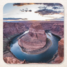 Posavasos Cuadrado De Papel Atardecer en Horsehoe Bend