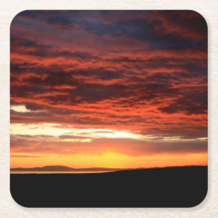 Posavasos Cuadrado De Papel Atardecer en Islay, Escocia