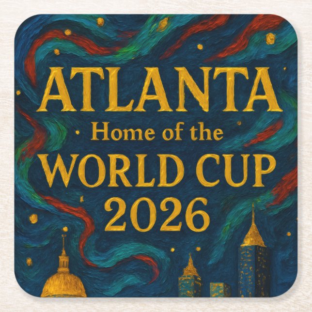 Posavasos Cuadrado De Papel Atlanta Football Elegant Artwork 2026  (Anverso)