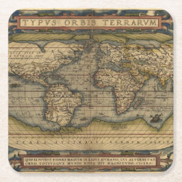 Posavasos Cuadrado De Papel Atlas de la antigüedad del mapa del mundo del