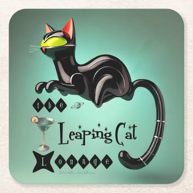 Posavasos Cuadrado De Papel Atómico Futurista El Salto Del Gato (Anverso)