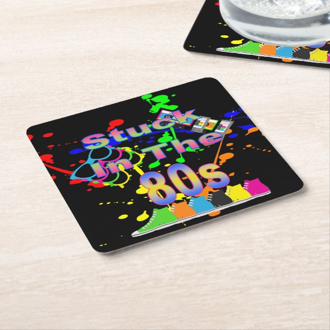 Posavasos Cuadrado De Papel Atrapado en los años 80 (En perspectiva)