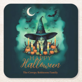 Posavasos Cuadrado De Papel  Attractive & Mystical Halloween Witch Conjures